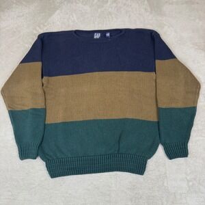 VTG 90s GAP Sweater Mens L Multicolor Preowned Pullover Jumper Colorblock Cozy